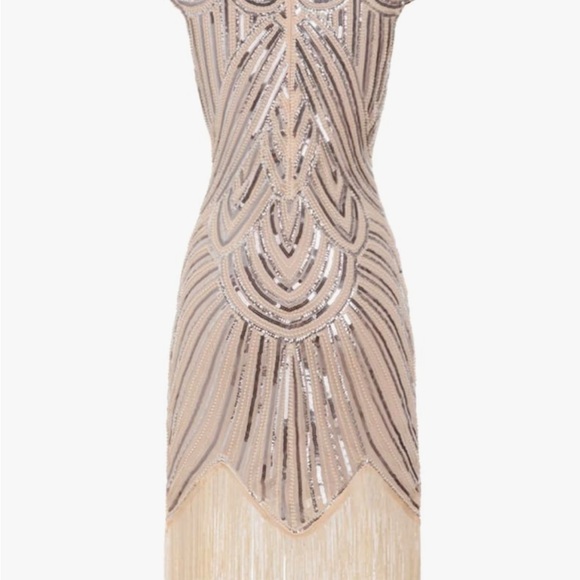 Gold flapper 40s vintage dress. - Picture 5 of 5